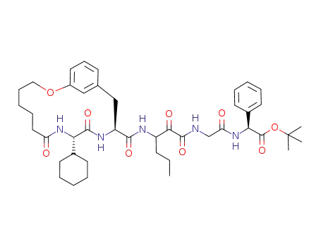 (S)-(2-{3-[((10S,13S)-10-Cyclohexyl-8,11-dioxo-2-oxa-9,12-diaza-bicyclo[13.3.1]nonadeca-1<sup>(18)</sup>,15<sup>(19)</sup>,16-triene-13-carbonyl)-amino]-2-oxo-hexanoylamino}-acetylamino)-phenyl-acetic acid tert-butyl ester