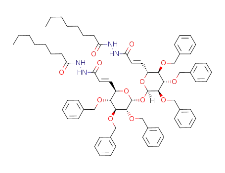 Octanoic acid N'-[(E)-3-((2R,3R,4S,5R,6R)-3,4,5-tris-benzyloxy-6-{(2R,3R,4S,5R,6R)-3,4,5-tris-benzyloxy-6-[(E)-3-(N'-octanoyl-hydrazino)-3-oxo-propenyl]-tetrahydro-pyran-2-yloxy}-tetrahydro-pyran-2-yl)-acryloyl]-hydrazide
