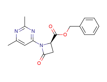 Molecular Structure of 1233503-36-0 ((R)-benzyl 1-(2,6-dimethylpyrimidin-4-yl)-4-oxoazetidine-2-carboxylate)