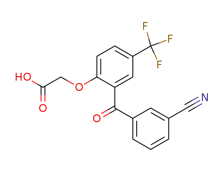 Molecular Structure of 329943-21-7 (Acetic acid, [2-(3-cyanobenzoyl)-4-(trifluoromethyl)phenoxy]-)