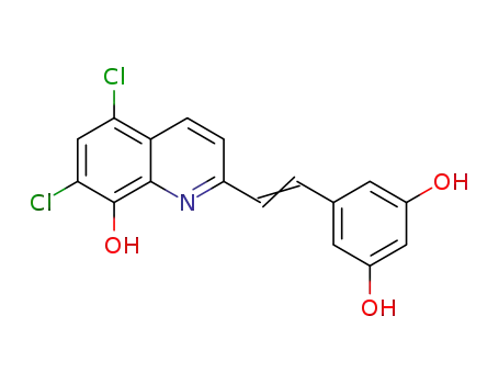 Molecular Structure of 1251918-08-7 (5,7-dichloro-2-[2-(3,5-dihydroxyphenyl)vinyl]quinolin-8-ol)