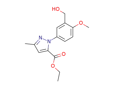 Molecular Structure of 637318-35-5 (ethyl 1-(3-hydroxymethyl-4-methoxyphenyl)-3-methyl-1H-pyrazole-5-carboxylate)