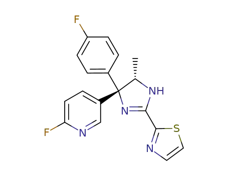 2-fluoro-5-[4-(4-fluoro-phenyl)-5-methyl-2-thiazol-2-yl-4,5-dihydro-1H-imidazol-4-yl]pyridine