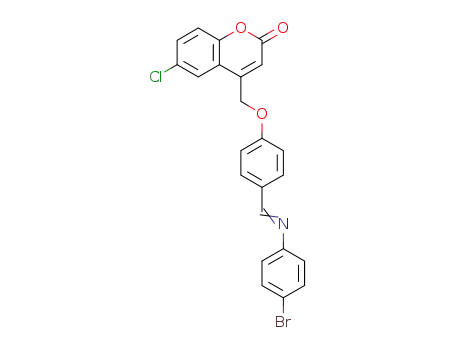 Molecular Structure of 1204663-10-4 (4-{4-[(4-bromo-phenylimino)-methyl]-phenoxymethyl}-6-chloro-chromen-2-one)