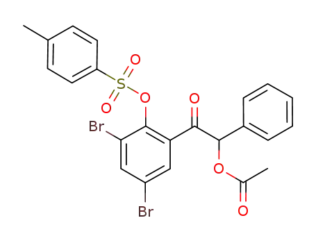 Molecular Structure of 1187442-43-8 (2-(3,5-dibromo-2-{[(4-methylphenyl)sulfonyl]oxy}phenyl)-2-oxo-1-phenylethyl acetate)