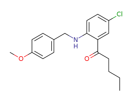 Molecular Structure of 903594-22-9 (1-[5-chloro-2-(4-methoxy-benzylamino)-phenyl]-pentan-1-one)