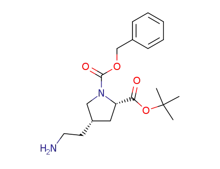 Molecular Structure of 654666-17-8 (1,2-Pyrrolidinedicarboxylic acid, 4-(2-aminoethyl)-, 2-(1,1-dimethylethyl)
1-(phenylmethyl) ester, (2S,4S)-)