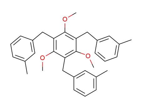Molecular Structure of 845827-24-9 (Benzene, 1,3,5-trimethoxy-2,4,6-tris[(3-methylphenyl)methyl]-)