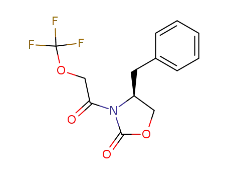 Molecular Structure of 1241960-10-0 ((4S)-4-benzyl-3-[(trifluoromethoxy)acetyl]-1,3-oxazolidin-2-one)