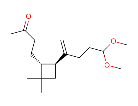 Molecular Structure of 101927-11-1 ((1'R,4'S)-4-[4'-(4,4-dimethoxy-1-methylidenebutyl)-2',2'-dimethylcyclobutyl]butan-2-one)