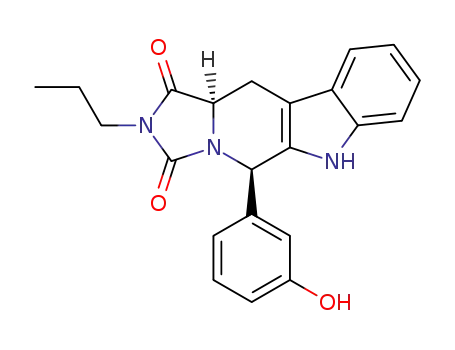 Molecular Structure of 869304-23-4 ((5R,11aR)-5-(3-hydroxyphenyl)-2-propyl-6H-1,2,3,5,11,11a-hexahydro-imidazo[1,5-b]-β-carboline-1,3-dione)
