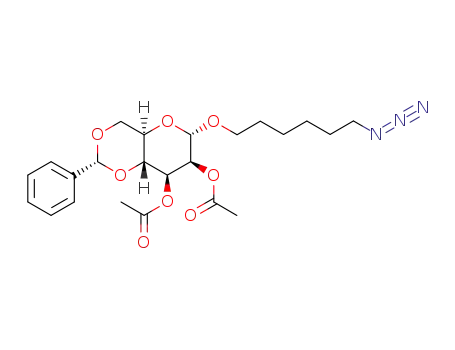 Molecular Structure of 1096119-95-7 (6'-azidohexyl 2,3-di-O-acetyl-4,6-O-benzylidene-α-D-mannopyranoside)