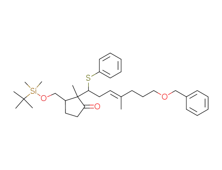 2-(7-benzyloxy-4-methyl-1-phenylsulfanyl-hept-3-enyl)-3-(<i>tert</i>-butyl-dimethyl-silanyloxymethyl)-2-methyl-cyclopentanone