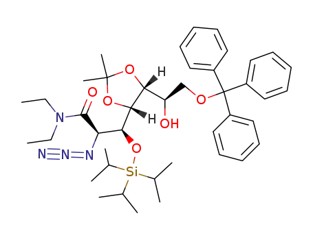 Molecular Structure of 635678-99-8 (2-azido-N,N-diethyl-4,5-O-isopropylidene-3-O-triisopropylsilyl-7-O-trityl-D-glycero-D-allo-heptonamide)