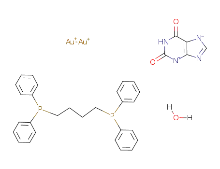 Molecular Structure of 178314-60-8 ([Au2(μ-xanthinate(2-))(μ-1,4-bis(diphenylphosphino)butane)] * H2O)