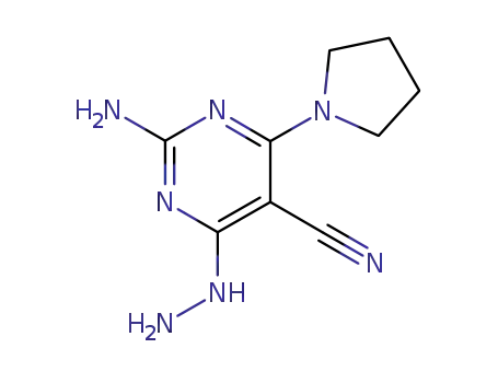 2-amino-6-hydrazino-4-pyrrolidinopyrimidine-5-carbonitrile