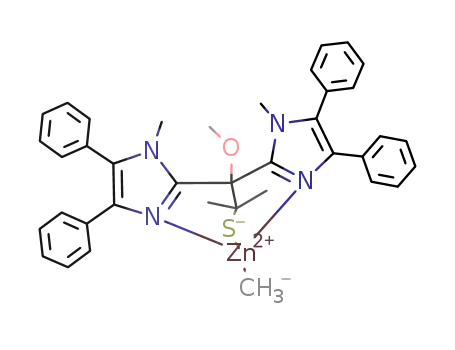 CH<sub>3</sub>Zn[(C<sub>6</sub>H<sub>5</sub>)2C<sub>3</sub>N<sub>2</sub>(CH<sub>3</sub>)]2C(OCH<sub>3</sub>)[C(CH<sub>3</sub>)2S]