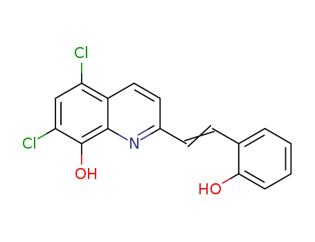 Molecular Structure of 1415220-29-9 (5,7-dichloro-2-[2-(2-hydroxyphenyl)vinyl]quinolin-8-ol)