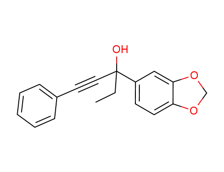 Molecular Structure of 1243643-41-5 (3-(benzo[d][1,3]dioxol-5-yl)-1-phenylpent-1-yn-3-ol)
