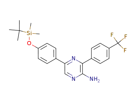 Molecular Structure of 625848-38-6 (5-(4-[tert-butyl(dimethyl)silyloxy]phenyl)-3-[4'-(trifluoromethyl)phenyl]-2-pyrazinamine)