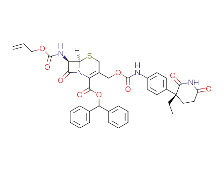 5-Thia-1-azabicyclo[4.2.0]oct-2-ene-2-carboxylic acid,
3-[[[[[4-[(3R)-3-ethyl-2,6-dioxo-3-piperidinyl]phenyl]amino]carbonyl]oxy]
methyl]-8-oxo-7-[[(2-propenyloxy)carbonyl]amino]-, diphenylmethyl
ester, (6R,7R)-