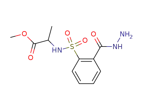 Molecular Structure of 638205-65-9 (Benzoic acid, 2-[[(2-methoxy-1-methyl-2-oxoethyl)amino]sulfonyl]-,
hydrazide)