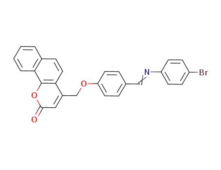 Molecular Structure of 1204663-12-6 (4-{(4-[(4-bromo-phenylimino)methyl]phenoxy)methyl}-benzo[h]chromen-2-one)