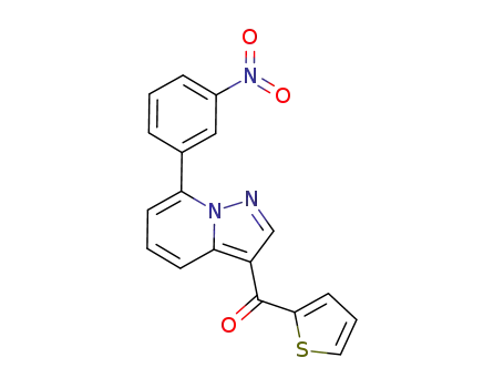 Molecular Structure of 931114-04-4 ([7-(3-nitro-phenyl)-pyrazolo[1,5-<i>a</i>]pyridin-3-yl]-thiophen-2-yl-methanone)
