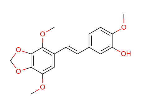 Molecular Structure of 1257321-17-7 (3'-hydroxy-3,4-methylenedioxy-2,4',5-trimethoxy-(E)-stilbene)