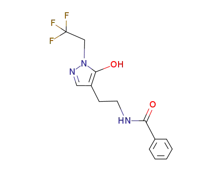 Molecular Structure of 958462-23-2 (N-{2-[5-hydroxy-1-(2,2,2-trifluoroethyl)-1H-pyrazol-4-yl]ethyl}benzamide)