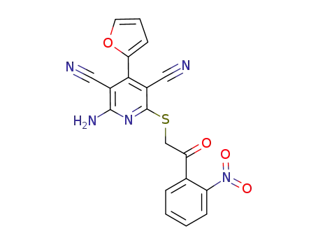3,5-Pyridinedicarbonitrile,
2-amino-4-(2-furanyl)-6-[[2-(2-nitrophenyl)-2-oxoethyl]thio]-