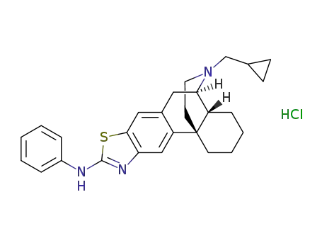 Molecular Structure of 1271174-19-6 (2-(N-phenylamino)thiazolo[5,4-b]-N-(cyclopropylmethyl)morphinan hydrochloride)