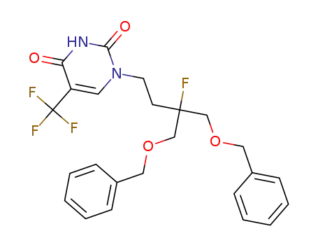 Molecular Structure of 1222988-06-8 (1-[4-(benzyloxy)-3-[(benzyloxy)methyl]-3-fluorobutyl]-5-trifluoromethyluracil)