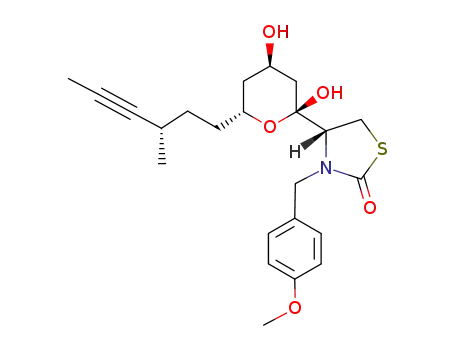 2-Thiazolidinone,
3-[(4-methoxyphenyl)methyl]-4-[(2R,4R,6R)-tetrahydro-2,4-dihydroxy-6-[
(3S)-3-methyl-4-hexyn-1-yl]-2H-pyran-2-yl]-, (4R)-