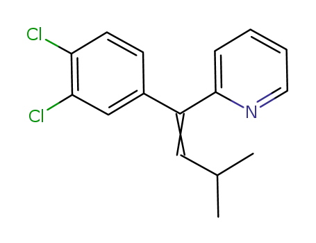 Molecular Structure of 928046-54-2 (Pyridine, 2-[1-(3,4-dichlorophenyl)-3-methyl-1-buten-1-yl]-)