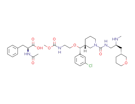 methyl 2-((R)-(3-chlorophenyl)((R)-1-((S)-2-(methylamino)-3-((R)-tetrahydro-2H-pyran-3-yl)propylcarbamoyl)piperidin-3-yl)methoxy)ethylcarbamate N-acetyl-L-phenylalanine