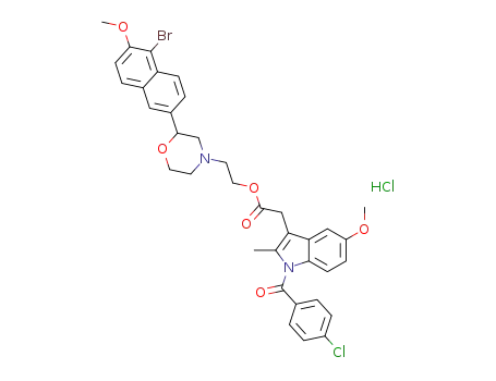 2-[2-(6-methoxy-5-bromonaphthalen-2-yl)-morpholino-4-yl]ethyl 1-(4-chlorobenzoyl)-5-methoxy-2-methyl-1H-indol-3-acetate hydrochloride