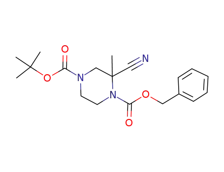 Molecular Structure of 518048-20-9 (1-benzyl-4-tert-butyl-2-cyano-2-methylpiperazine-1,4-dicarboxylate)