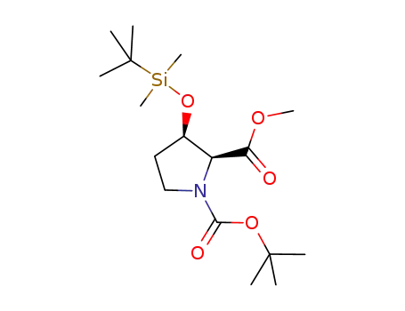 Molecular Structure of 184046-77-3 (1,2-Pyrrolidinedicarboxylic acid,
3-[[(1,1-dimethylethyl)dimethylsilyl]oxy]-, 1-(1,1-dimethylethyl) 2-methyl
ester, (2S,3R)-)