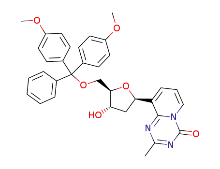 Molecular Structure of 958640-88-5 (2-methyl-9-(2-deoxy-5-(4,4'-dimethoxytrityl)-β-D-ribofuranosyl)-pyrido[1,2-a][1,3,5]triazin-4-one)