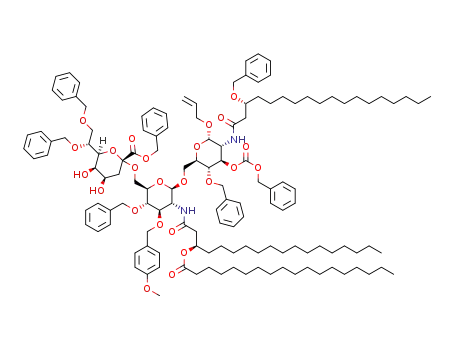allyl 4-O-benzyl-6-O-[4-O-benzyl-6-O-[(benzyl-7,8-di-O-benzyl-3-deoxy-α-D-manno-oct-2-ulopyranosid)onate]-2-deoxy-3-O-(4-methoxyphenylmethyl)-2-((R)-3-(octadecanoyloxy)octadecanoylamino)-β-D-glucopyranosyl]-2-deoxy-2-((R)-3-benzyloxyoctadecanoylamino)-α-D-glucopyranoside