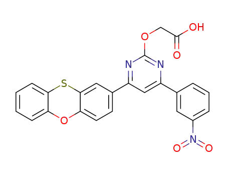 Molecular Structure of 1334144-27-2 ([4-(3-nitrophenyl)-6-(phenoxathiin-2-yl)pyrimidin-2-yloxy]acetic acid)