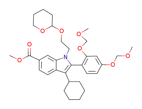 2-(2,4-bismethoxymethoxyphenyl)-3-cyclohexyl-1-[2-(tetrahydropyran-2-yloxy)ethyl]-1H-indole-6-carboxylic acid methyl ester