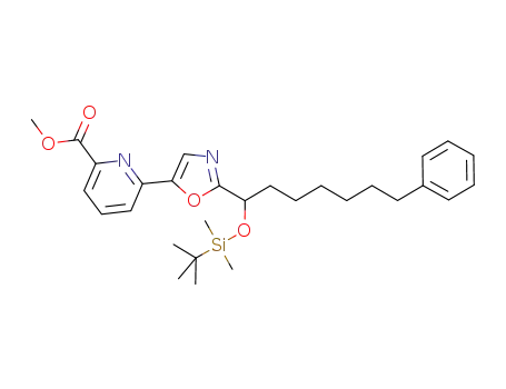 Molecular Structure of 935265-52-4 (methyl 6-(2-(1-(tert-butyldimethylsilyloxy)-7-phenylheptyl)oxazol-5-yl)picolinate)