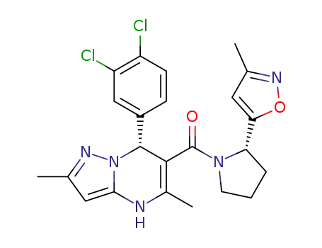 ((R)-7-(3,4-dichlorophenyl)-2,5-dimethyl-4,7-dihydropyrazolo[1,5-a]pyrimidin-6-yl)((S)-2-(3-methylisoxazol-5-yl)pyrrolidin-1-yl)methanone