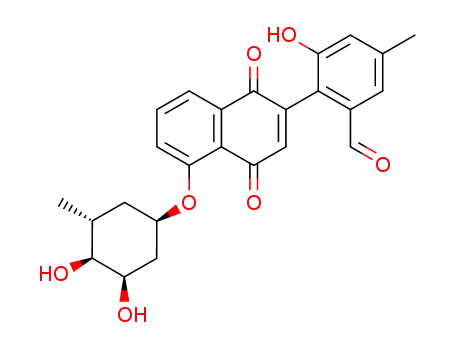 2-(5-((1R,3R,4S,5R)-3,4-dihydroxy-5-methylcyclohexyloxy)-1,4-dioxo-1,4-dihydronaphthalen-2-yl)-3-hydroxy-5-methylbenzaldehyde