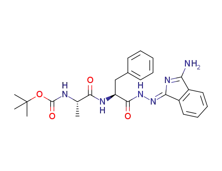 Molecular Structure of 1403610-65-0 (tert-butyl (S)-1-{(S)-1-[(Z)-2-(3-amino-1H-isoindol-1-ylidene)hydrazinyl]-1-oxo-3-phenylpropan-2-ylamino}-1-oxopropan-2-ylcarbamate)