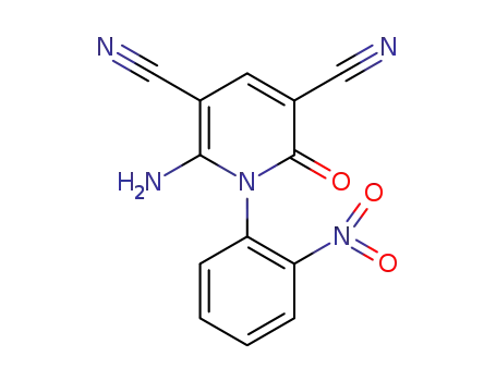 Molecular Structure of 1394964-69-2 (6-amino-1-(2-nitrophenyl)-2-oxo-1,2-dihydropyridine-3,5-dicarbonitrile)