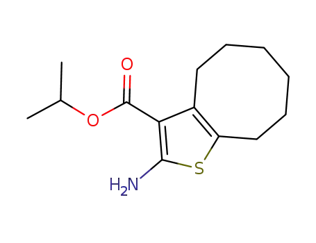 Molecular Structure of 910472-18-3 (2-amino-4,5,6,7,8,9-hexahydro-cycloocta[<i>b</i>]thiophene-3-carboxylic acid isopropyl ester)