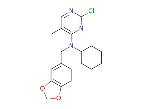 Molecular Structure of 1392426-88-8 (N-(1,3-benzodioxol-5-ylmethyl)-2-chloro-N-cyclohexyl-5-methyl-pyrimidin-4-amine)